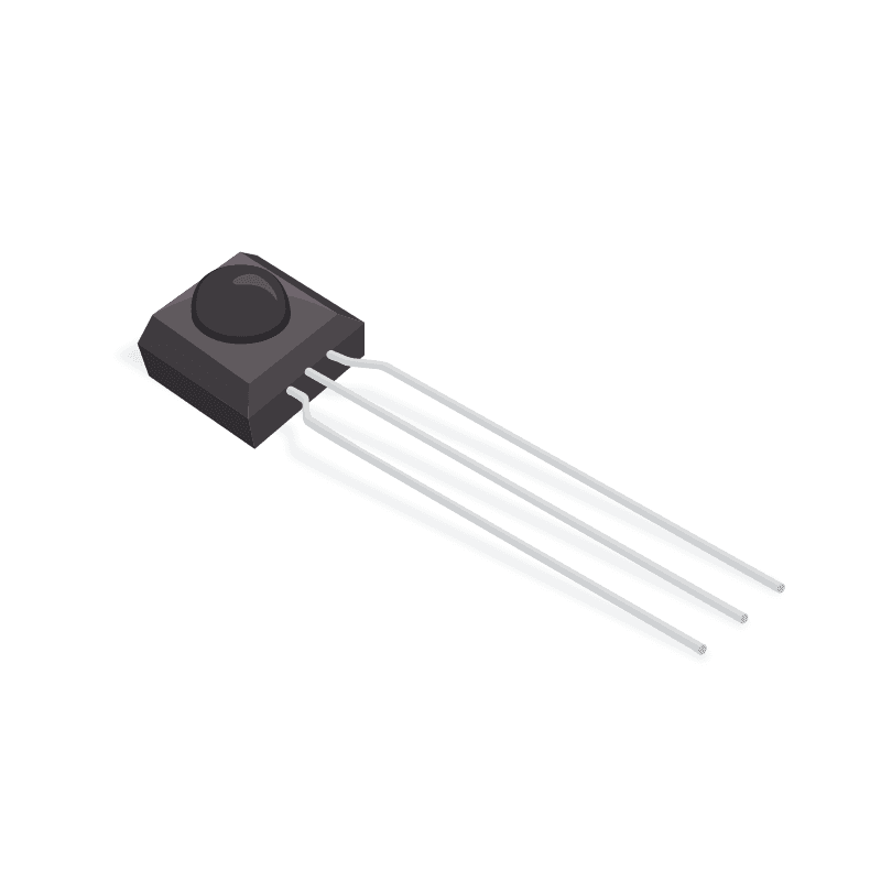 TSOP34838; 38kHz IR Receiver; 950nm; 45m Range; Through Hole; 6 x 5.6 x 6.95mm