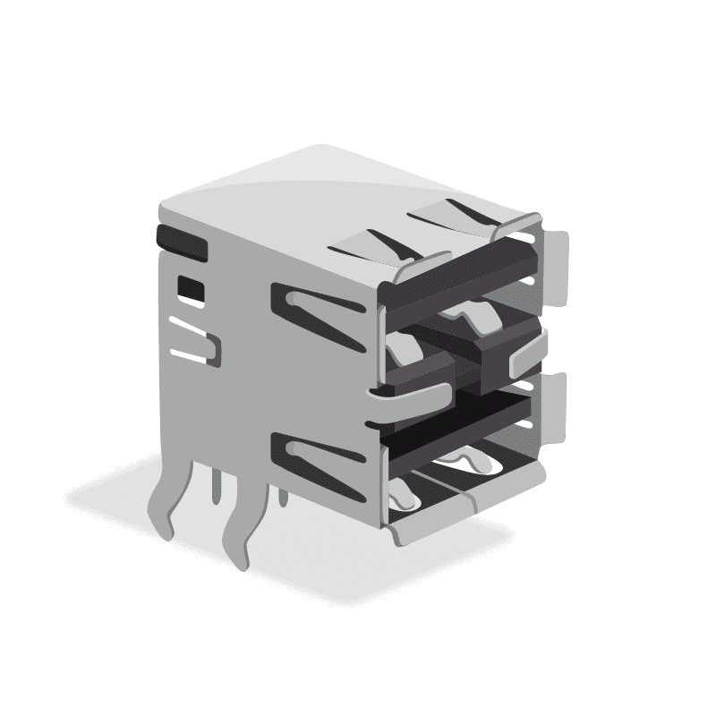 Connector - USB Type A - Stacked
