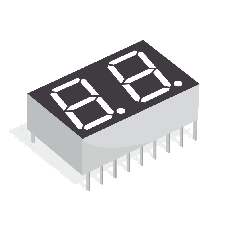 AVAGO TECHNOLOGIES HDSP-521G 7-Segment LED Display, 2, 14.2 mm, Green, Common Anode, 3.5 mcd, 10 mA