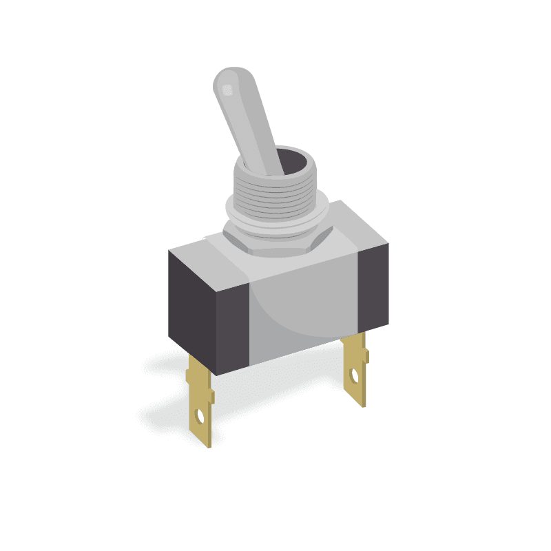 Switch Toggle ON OFF ON DPDT Round Lever PC Pins 5A 250VAC 28VDC PC Mount