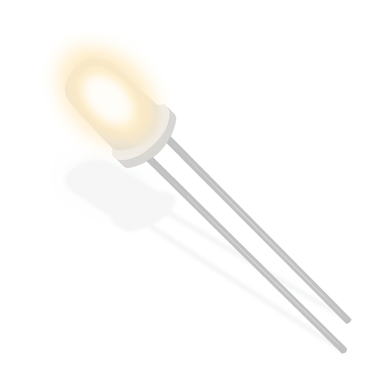 Round through-hole LED lamp (3 mm), Color Yellow, Vf 2.0 V, Radial-2, RoHS