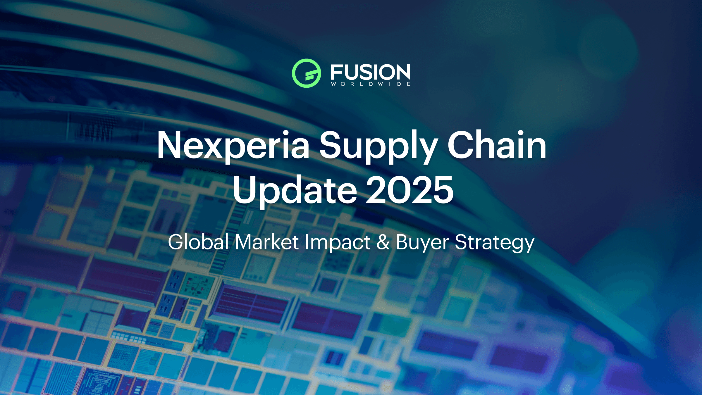 Alt text: "Nexpreia Supply chain update 2025" presentation about global market impact and buyer strategy