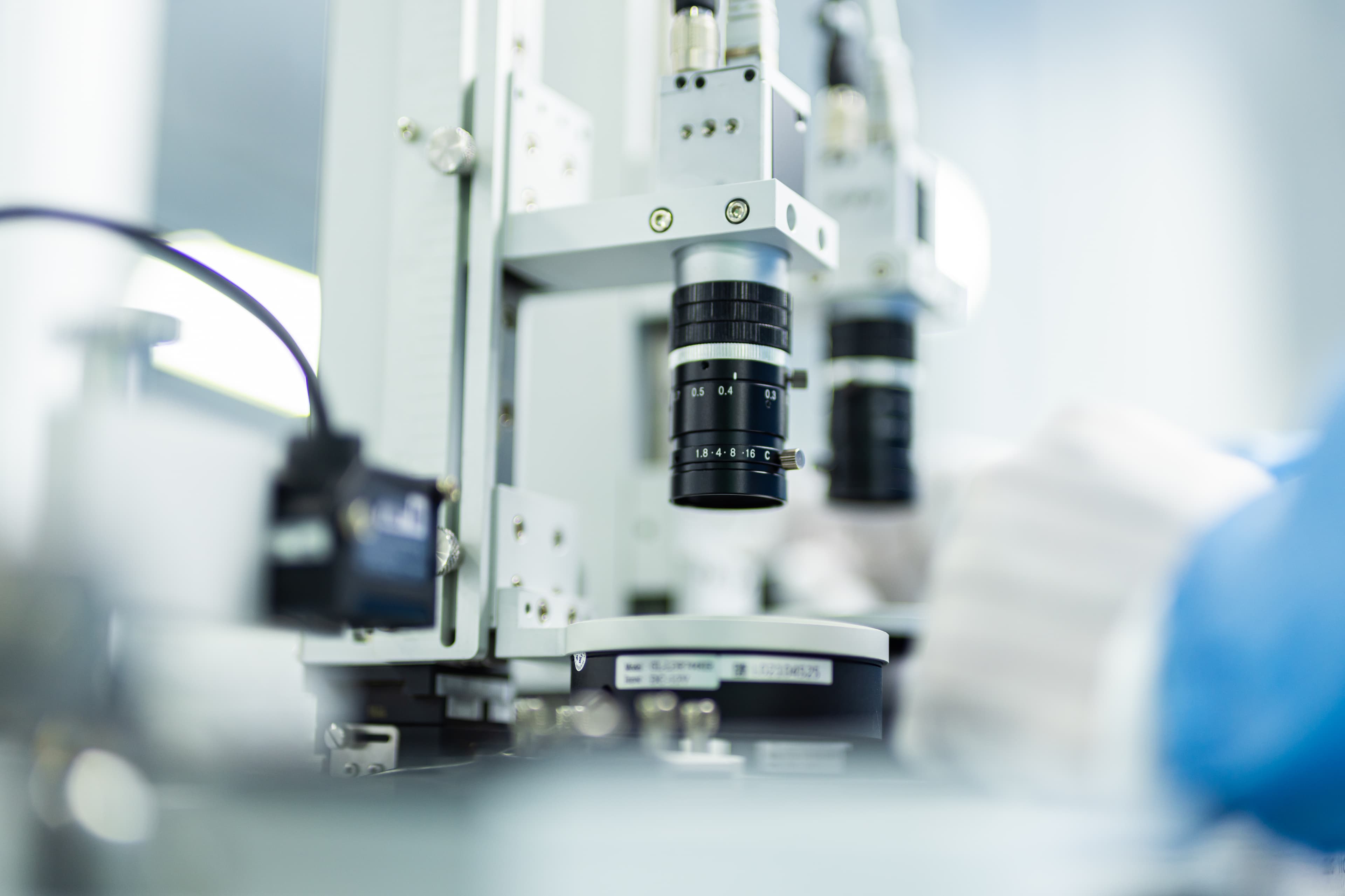 Close-up of a microscope at a Fusion Worldwide Quality Center