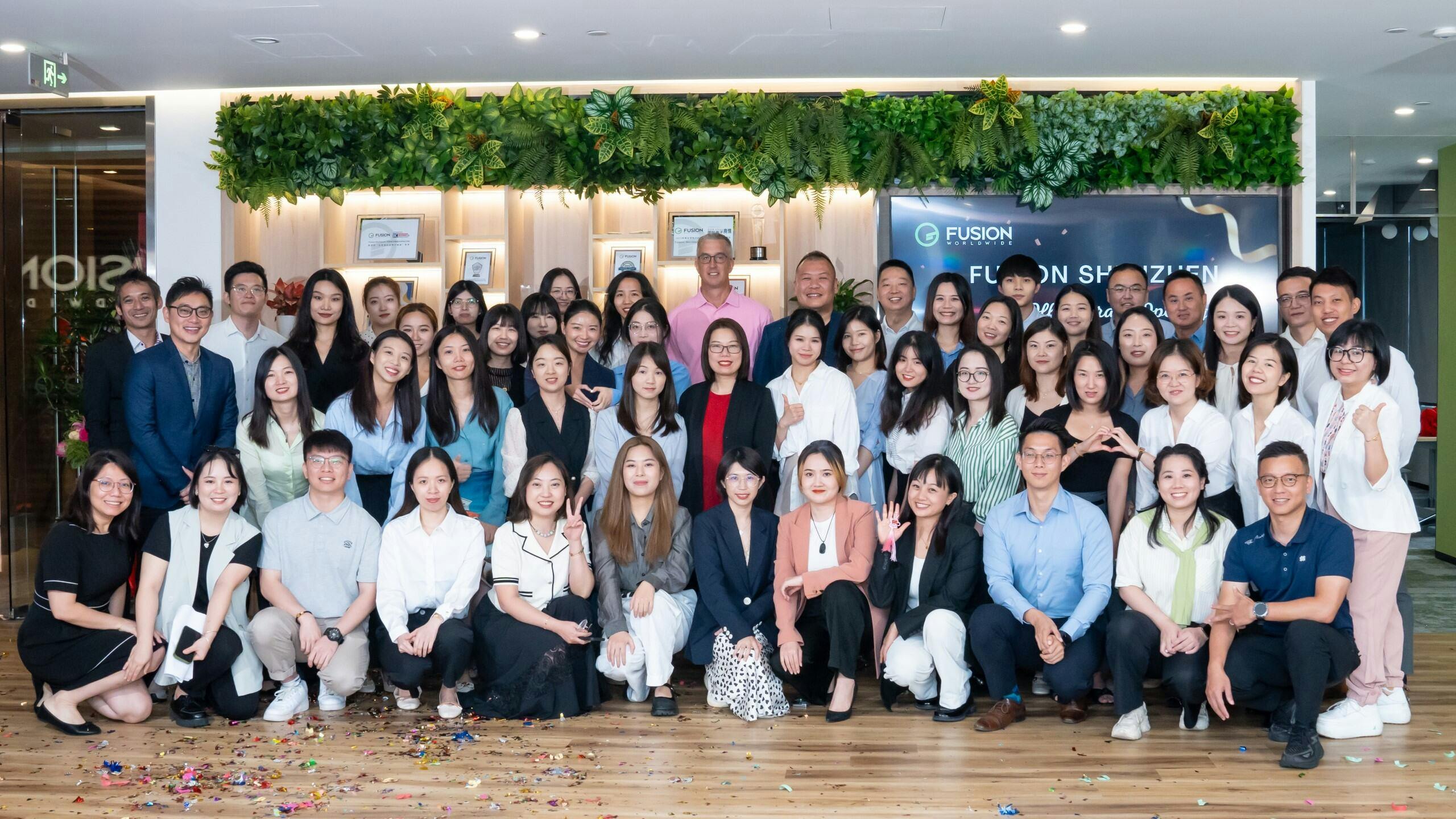 Group of employees at Fusion Worldwide's Shenzhen office